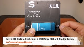 IMEEK MFI Certified Lightning amp USB Micro SD Card Reader Review [upl. by Xuerd]