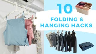 10 Lifechanging Folding amp Hanging Hacks FOLD CLOTHES FAST [upl. by Farra]