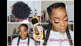 HOW TO FEEDIN BRAIDS DO IT YOURSELF EASY 2 BRAIDS WITH WEAVE TUTORIAL [upl. by Sandra]