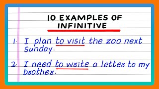 INFINITIVES  5  10 INFINITIVE SENTENCES  ENGLISH GRAMMAR [upl. by Oilerua]