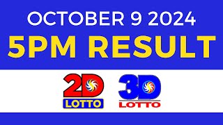 5pm Lotto Result Today October 9 2024  PCSO Swertres Ez2 [upl. by Bbor]