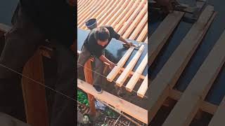 The process of fixing eaves on the roof hot [upl. by Mord]