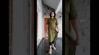 Anouk olive green Anti viral geometric printed kurta myntra [upl. by Ahtennek]