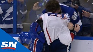 Shea Weber Fights Mikhail Sergachev After Canadiens And Lightning Tussle At The Buzzer [upl. by Philippa]