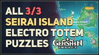 All 3 Seirai Island Electro Totem Monument Puzzles Genshin Impact [upl. by Eittik]