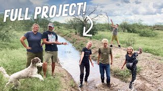 GREENING THE DESERT w RAINWATER OffGrid Family Builds Permaculture Berm amp Swale Plants Trees [upl. by Etnomed386]