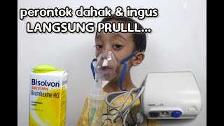 review nebulizer anak2 pakai bisolvon  ampuh penghilang dahak amp ingus nebulizer batuk pilek [upl. by Suoivatnom]