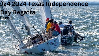 J24 2024 Texas Independence Regatta race 1 With onboard crew discussion and tactics [upl. by Yecniuq]