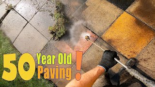 Pressure Washing a Fifty Year Old Driveway and Patio  Deep Cleaning [upl. by Iosep]