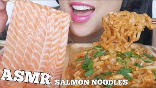 ASMR SALMON NOODLES  SPICY NOODLES SATISFYING EATING SOUNDS NO TALKING  SASASMR [upl. by Otcefrep]