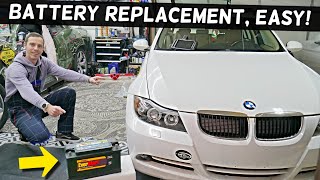 HOW REPLACE BATTERY BMW E90 E91 E92 E93 325i 328i 330i 320i 318i 316i 318d 320d 325d 330d 335d [upl. by Ettener]