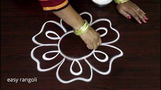 Simple Beginners Freehand Kolam Designs  easy rangoli  Muggulu without dots [upl. by Atekihc207]