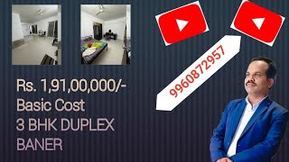 Rs 19100000 Basic Cost 3 BHK DUPLEX BANER [upl. by Goodkin]