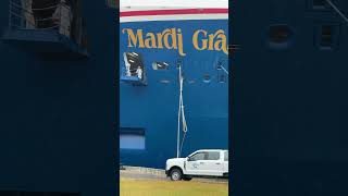 Mardi Gras pulling ropes up cruiseship [upl. by Faye]