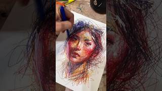 Colored ballpoint pen drawing healingpainting lineart characterportrait handpaintedquot [upl. by Rosane79]