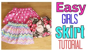 EASY GIRL SKIRT TUTORIAL  ELASTIC SKIRT  LITTLE GIRL CLOTHES [upl. by Erdrich]