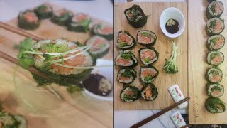 감태 이렇게 드셔보세요   How to make Korean Salmon Gimbap [upl. by Garzon]