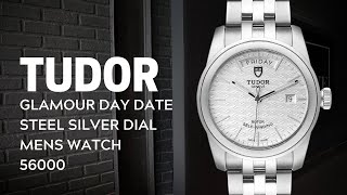 Tudor Glamour Day Date Steel Silver Dial Mens Watch 56000  SwissWatchExpo [upl. by Weisbrodt]