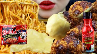 ASMR 2X Fire Buldak Ramen Vs Chicken Drumsticks Eating Sound No Talking Mukbang  KLE ASMR [upl. by Aicilec]