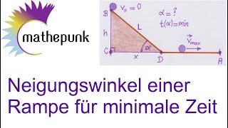 Neigungswinkel einer Rampe für minimale Zeit Extremwertaufgabe Physik [upl. by Alistair]