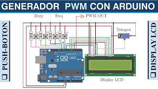 Generador de señal PWM con arduino  Con pantalla LCD y pulsadores  Módulo DIY [upl. by Bouley]