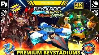 NEW PREMIUM BEYSTADIUMS  BEYBLADE BURST QUAD DRIVE  WAVE 2 QUAD DRIVE  NEW BEYBLADE QR CODES 4K [upl. by Stovall]