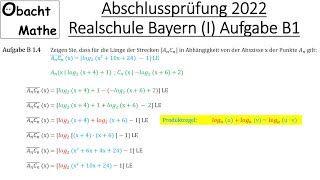 Abschlussprüfung Mathe 2022 Realschule Bayern Gruppe 1  Aufgabe B1 vorgerechnet  ObachtMathe [upl. by Ahsikel132]