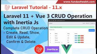 Laravel 11  Vue Js CRUD Operation with Inertia from scratch step by step tutorial [upl. by Srednas]