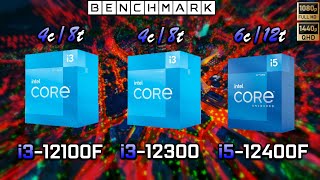 Intel i3 12100F vs i3 12300 vs i5 12400F  Benchmark  Test in 7 Games [upl. by Aneala]