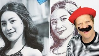 Drawing a BALLPOINT PENS portrait [upl. by Nodnalb]