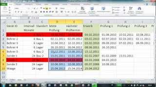 Excel  Bedingte Formatierung mit Funktion  Werkzeugliste [upl. by Esirahs80]