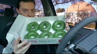 Krispy Kreme St Patricks Day Green Original Glazed Doughnut  Review [upl. by Connel127]