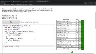 CodingBat Array 2 bigDiff [upl. by Ulita]