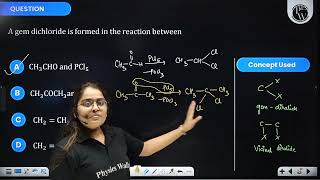 A gem dichloride is formed in the reaction between [upl. by Enila]