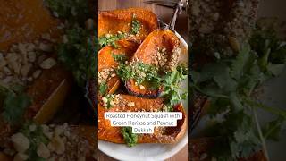 Roasted honeynut squash with green harissa and peanut dukkah cookingathome fall wintersquash [upl. by Aerdnaid]