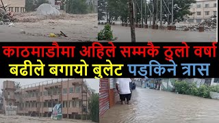 chyasal flood alert  Kathmandu flood Alert  Heavy rainfall flood  flooded Kathmandu  balen news [upl. by Adnohsed525]