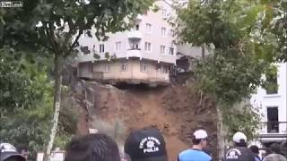 Dangling Building Collapses After Landslide in Beyoglu  Nature 4K [upl. by Aihsat]