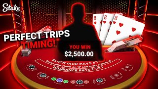 MASSIVE TRIPS WIN ON FIRST PERSON BLACKJACK [upl. by Ynehpets]