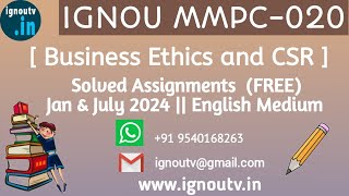 IGNOU MMPC020 Solved Assignment Jan amp July 2024 FREE  IGNOU MBA  IGNOU TV  IGNOU [upl. by Ynafetse]