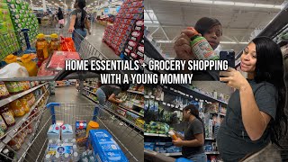 HOME ESSENTIALS  GROCERY SHOPPING WITH A 21 YEAR OLD MOM OF 3 ‼️🛒🤰 [upl. by Wilmer]