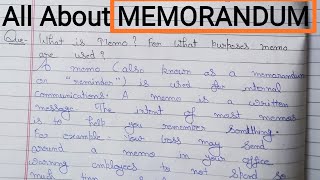 Memorandum  What is Memo For What Purpose Memorandum are Used  Effective Writing skills [upl. by Dallman]