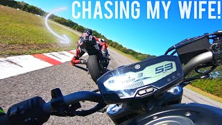 MT07 vs GSXR750  Chasing My Wife At Jennings GP 🏁 [upl. by Nosittam]