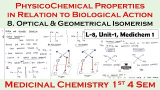 optical and geometrical isomerism  physicochemical properties P6  L8 U1  Medichem 1 [upl. by Liarret873]