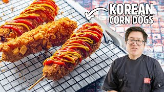 Crunchy Cheesy and Delicious Super Easy Korean Corn Dogs [upl. by Karol]