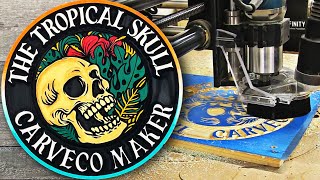 Carveco Maker  Tropical Skull VBit Carving Onefinity Tutorial [upl. by Reizarf]