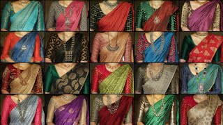 Beautiful Blouse Front Neck Designs😍Simple Brocade Contrast Blouse Designs For Silk Sarees❤PART2 [upl. by Iznyl]