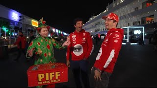 Piff the magic dragon shows Carlos and Charles some magic tricks at the Vegas GP [upl. by Benito]