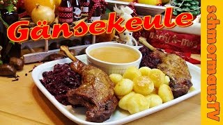 Gänsekeule mit Glühweinsoße Rotkohl und gebutterten Miniklößen [upl. by Adnahsal981]