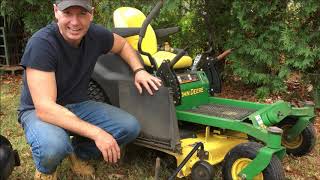 How to hook up a Bagger on a John Deere zero turn mower [upl. by Kendre313]