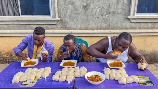 Fufu Eating Competition  3 men vs 39 wraps of fufu  Oji is back [upl. by Azilem736]